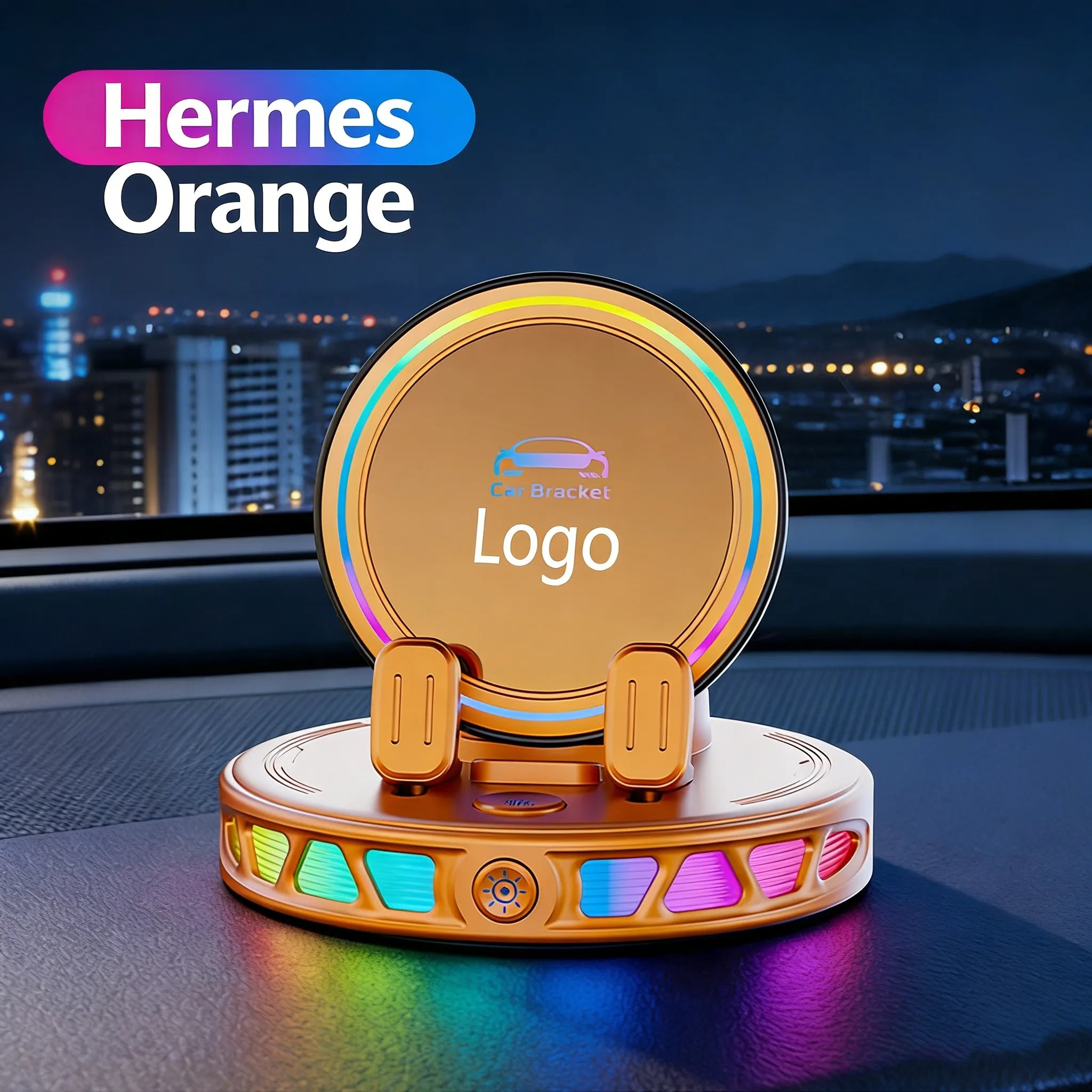 Car-Mounted Electric RGB Wireless Charging Dashboard Phone Holder