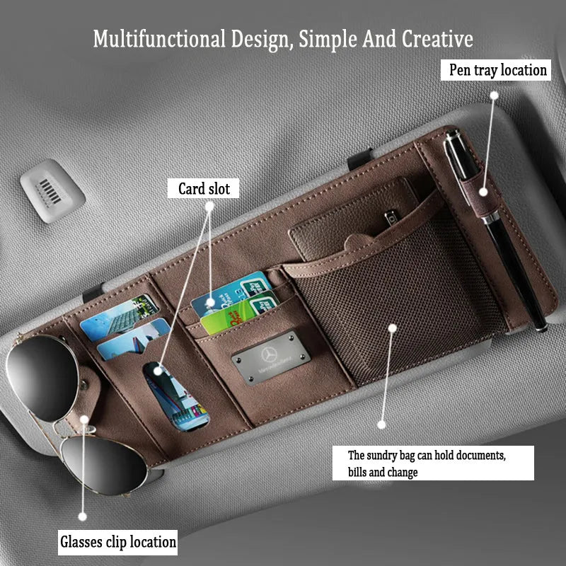 Vehicle-mounted Multifunctional Premium Suede Sun Visor Storage Bag