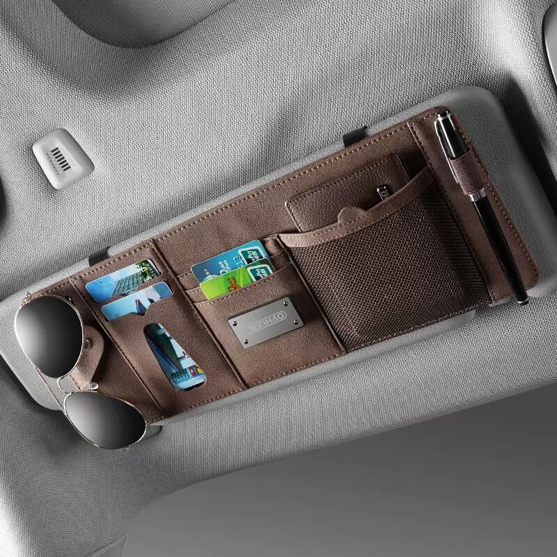 Vehicle-mounted Multifunctional Premium Suede Sun Visor Storage Bag