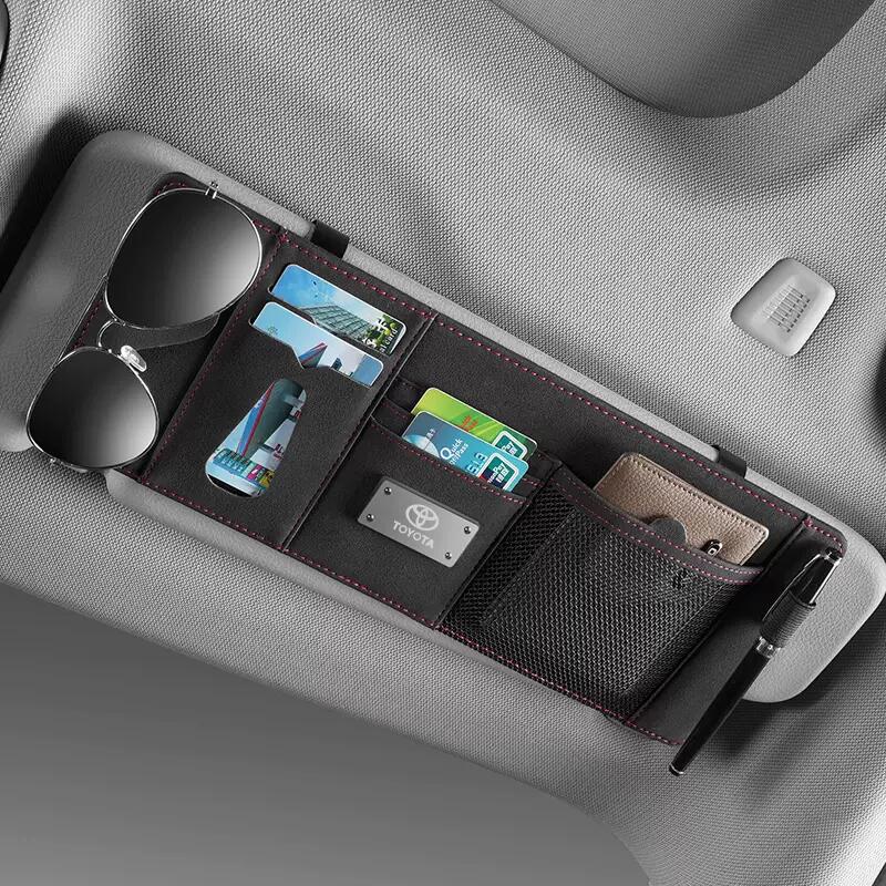 Vehicle-mounted Multifunctional Premium Suede Sun Visor Storage Bag