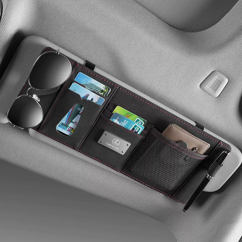 Vehicle-mounted Multifunctional Premium Suede Sun Visor Storage Bag
