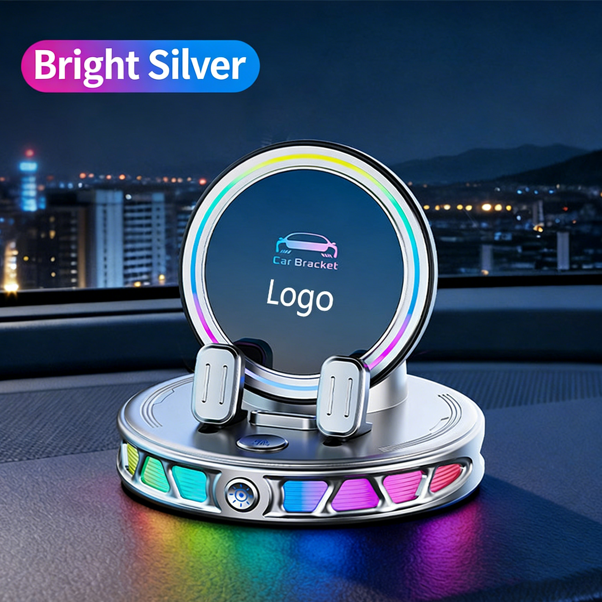 Car-Mounted Electric RGB Wireless Charging Dashboard Phone Holder