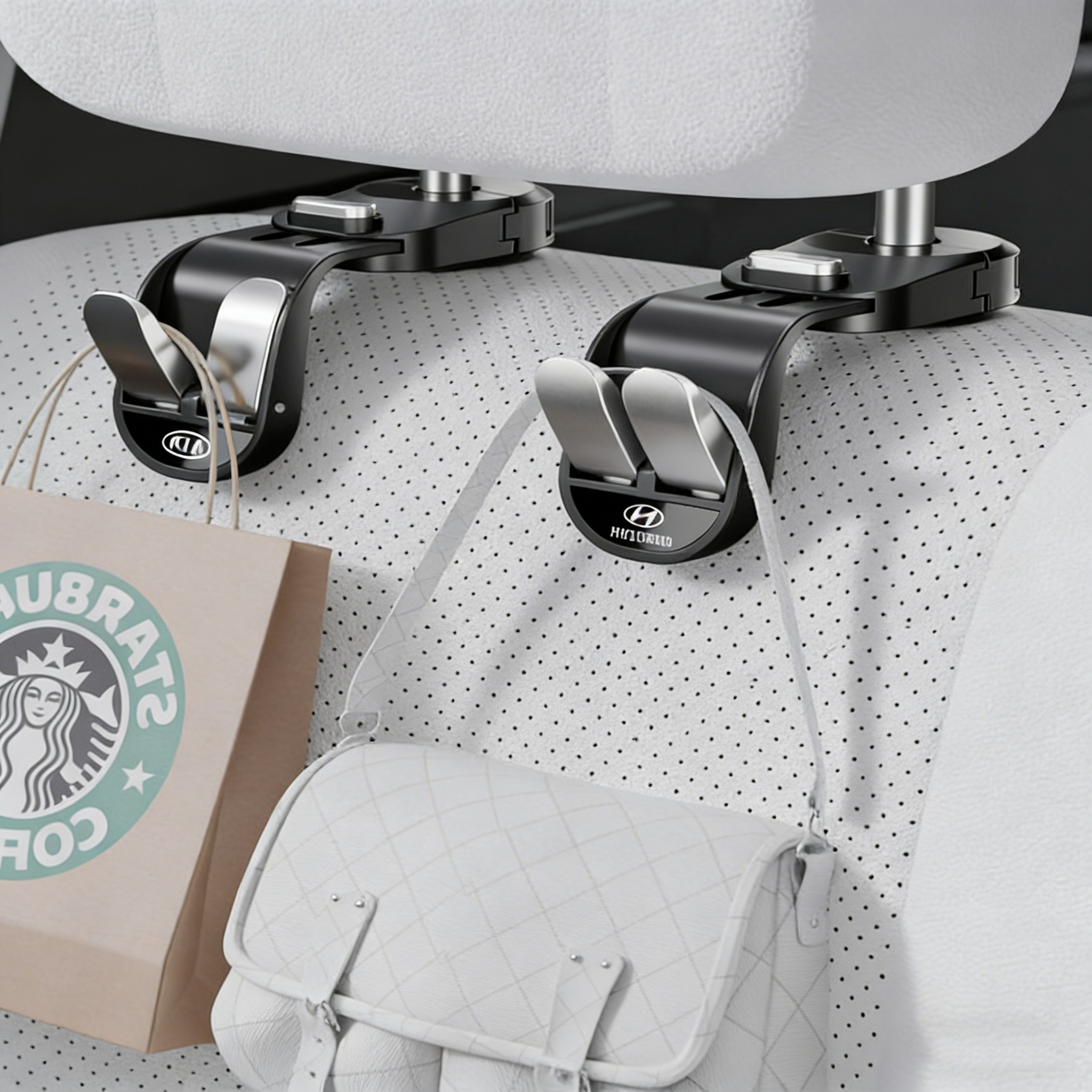 Retractable Dual-Row Car Seat Hooks
